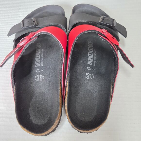 Birkenstock Men's Arizona Split Black/Poppy Red Birko Size 43 Sandals Slides - Picture 4 of 11